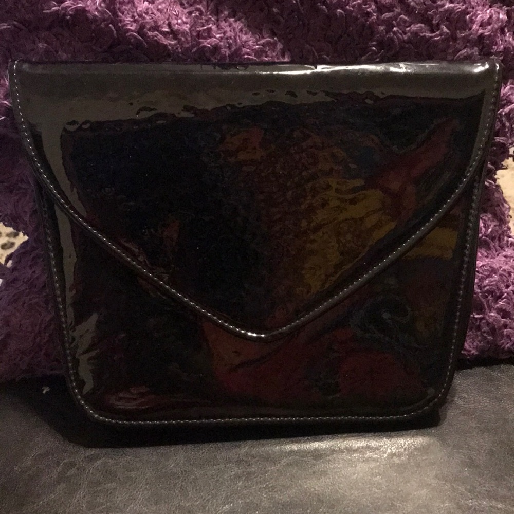 Black Patent Leather Envelope Purse